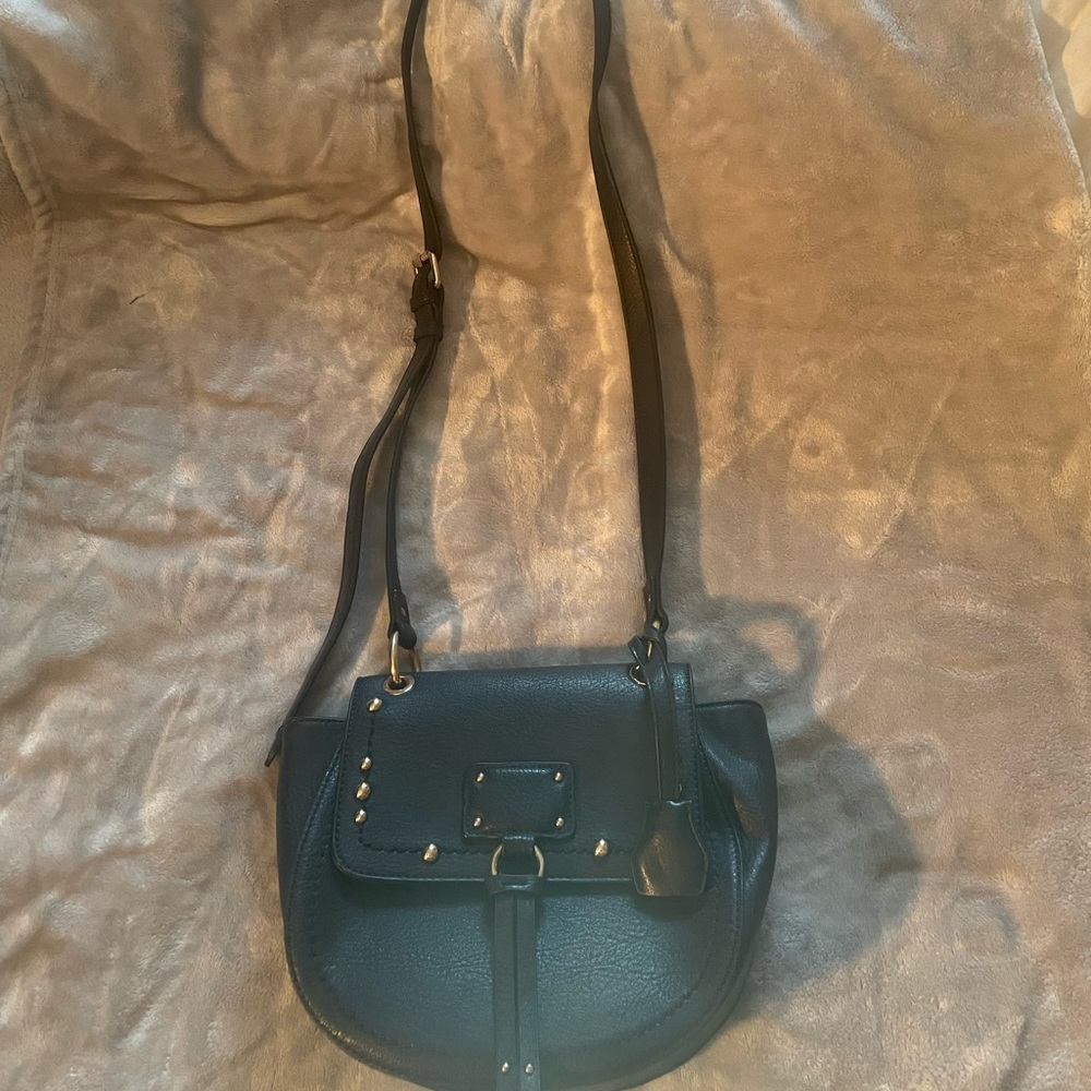 Sole Society Faux Leather Navy Purse with gold Embellishments